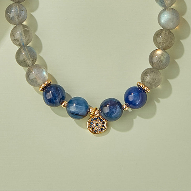 Natural Blue Crystal Grey Moonstone Labradorite Bracelet