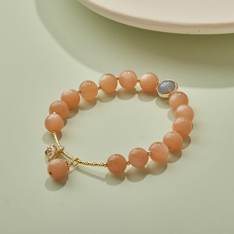 Natural Crystal Orange Moonstone Bracelet