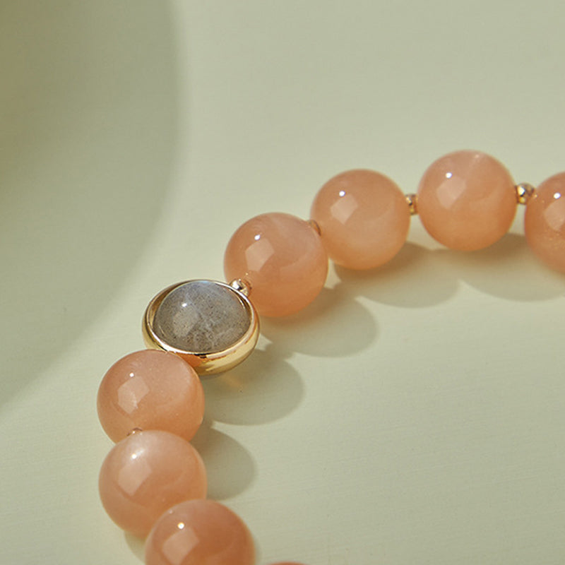 Natural Crystal Orange Moonstone Bracelet
