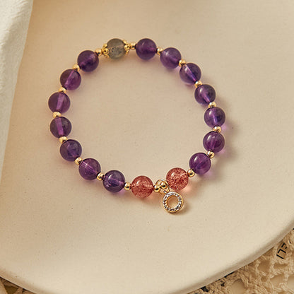Natural Amethyst Beads Grey Moonstone Bracelet
