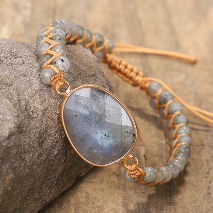 Irregular Sparkling Labradorite Braided Bracelet