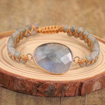 Irregular Sparkling Labradorite Braided Bracelet