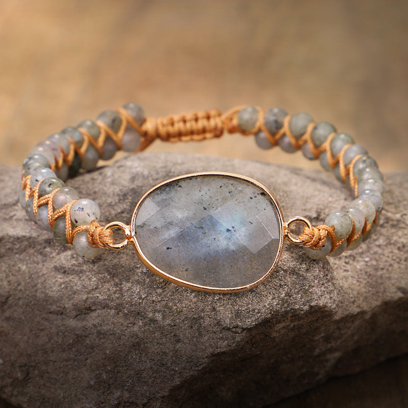 Irregular Sparkling Labradorite Braided Bracelet