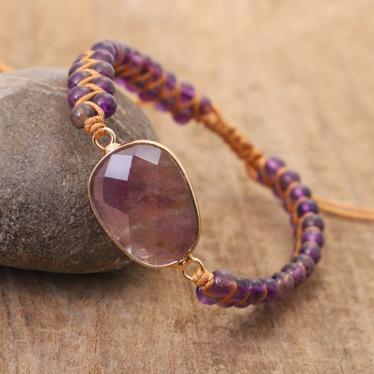 Hand Braided Double Bound Amethyst Bracelet