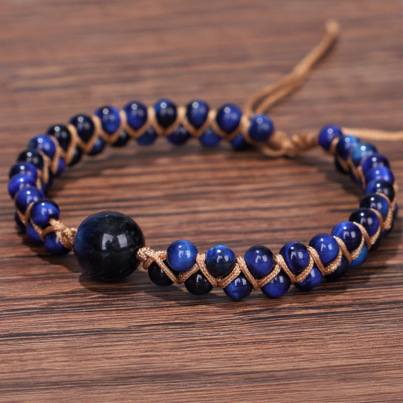 Handwoven Double Layer Blue Tiger Eye Bracelet