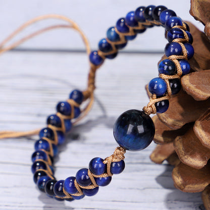 Handwoven Double Layer Blue Tiger Eye Bracelet