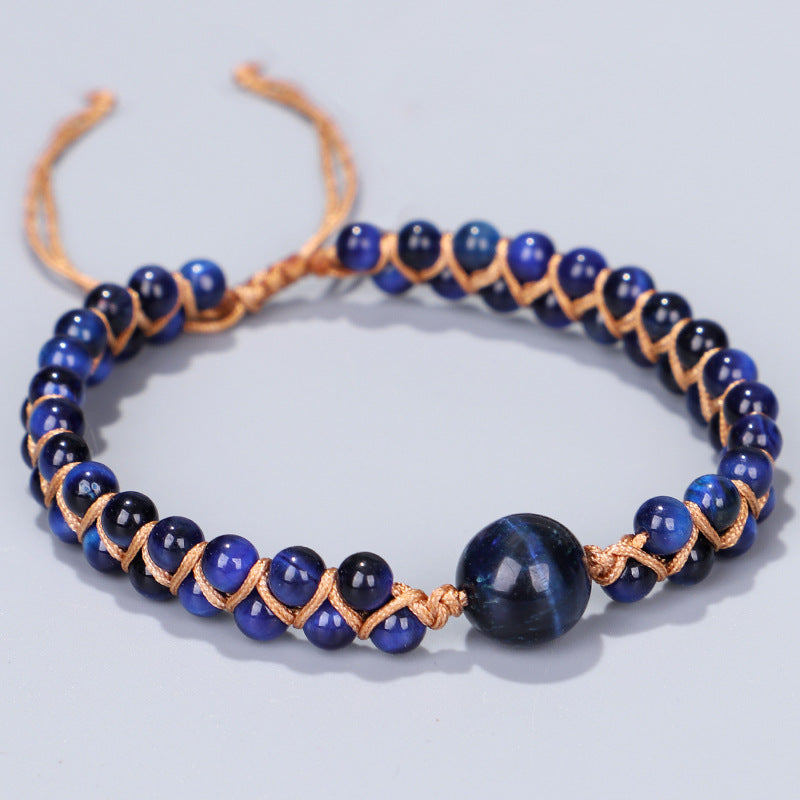 Handwoven Double Layer Blue Tiger Eye Bracelet