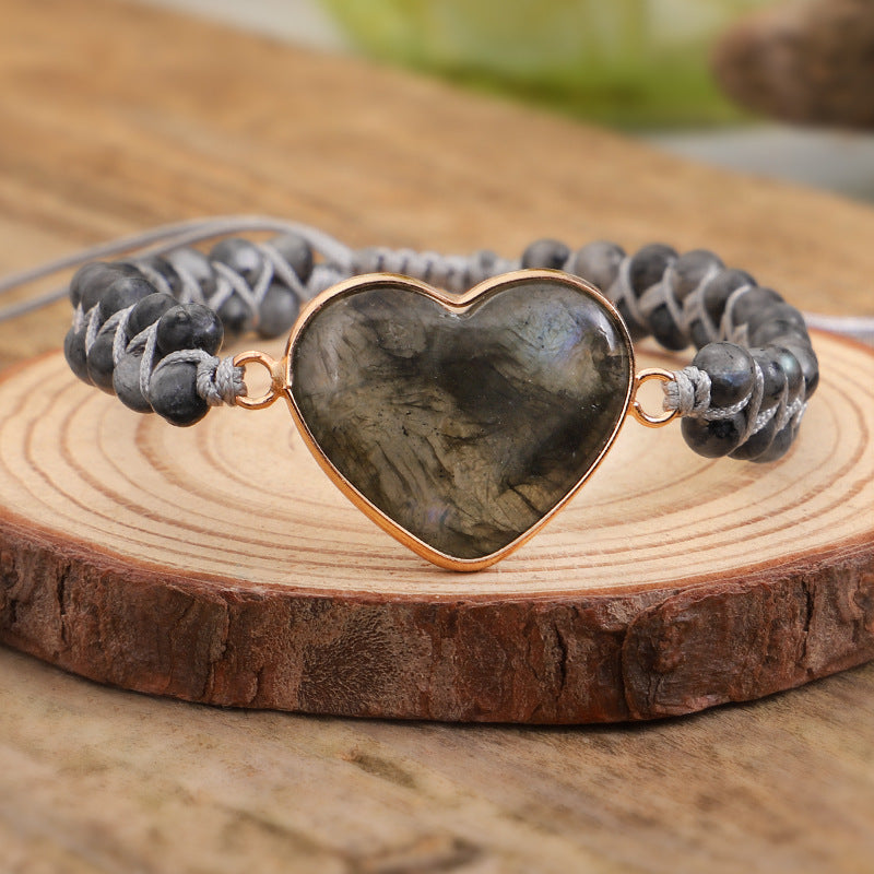 Heart Bound Labradorite Stone Bracelet