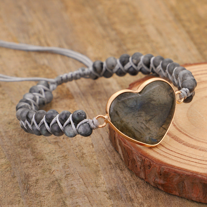 Heart Bound Labradorite Stone Bracelet