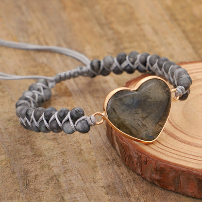 Heart Bound Labradorite Stone Bracelet