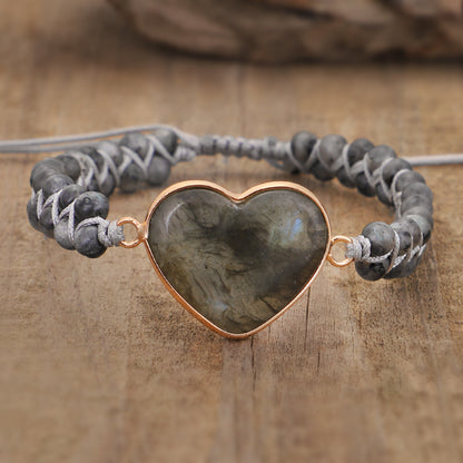 Heart Bound Labradorite Stone Bracelet