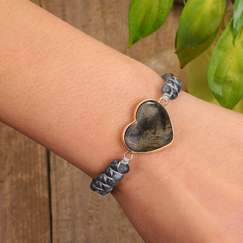 Heart Bound Labradorite Stone Bracelet