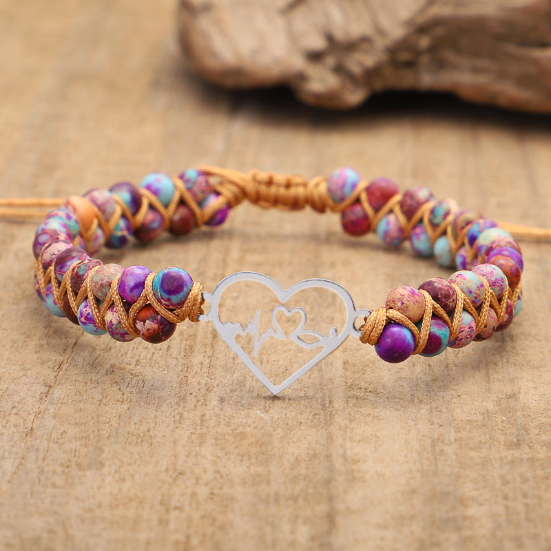 Hand Braided Stainless Steel Heart Bracelet