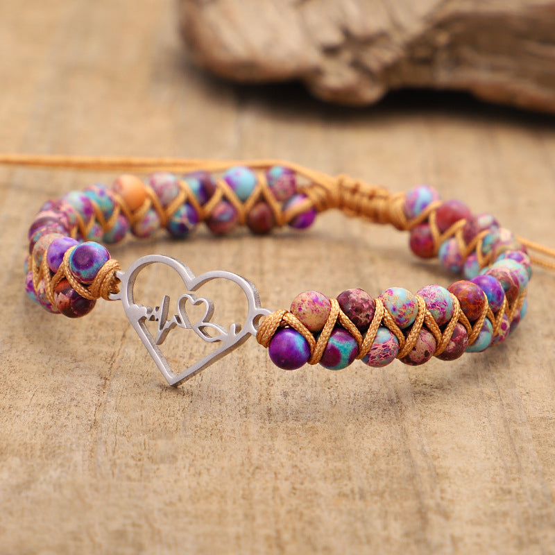 Hand Braided Stainless Steel Heart Bracelet