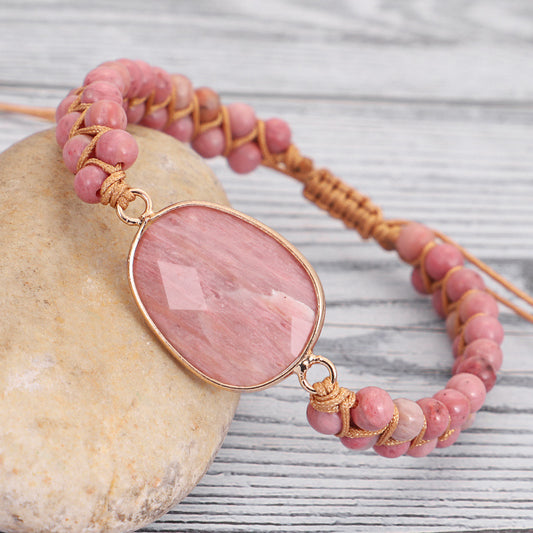 Bound Faceted Mahogany Stone Bracelet